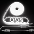 Outdoor COB LED Rope Lights Waterproof with Switch IP65 20FT/6M AC110V-120V LED Strip Light Daylight White 6000K 1728LED/6M Super Density Bright LED Tape Light Indoor for Garden Decor