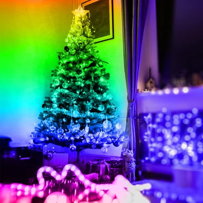 RUISHINE Led Lights for Bedroom & Living Room - 100 ft Color Changing RGB LED Strip Light Tape with 44Key Remote