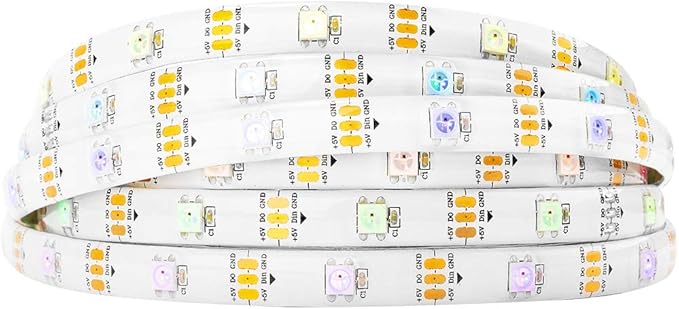 BTF-LIGHTING WS2812B IC RGB LED Strip,UL Listed,Pure Gold Wires,DC5V 16.4FT 150LED 5050SMD,Individually Addressable,Flexible for DIY Chasing Full Color Project,3M Tape,IP65(No Adapter or Controller)
