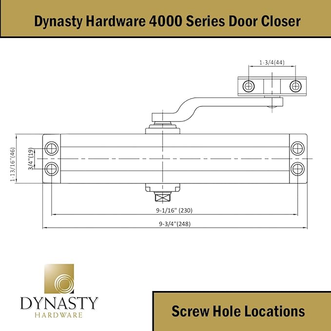 Dynasty Hardware Door Closer, Commercial Hydraulic Closer, Self-Closing, Spring Size 4, Surface Mount, Sprayed Duronotic Bronze, Series 4000