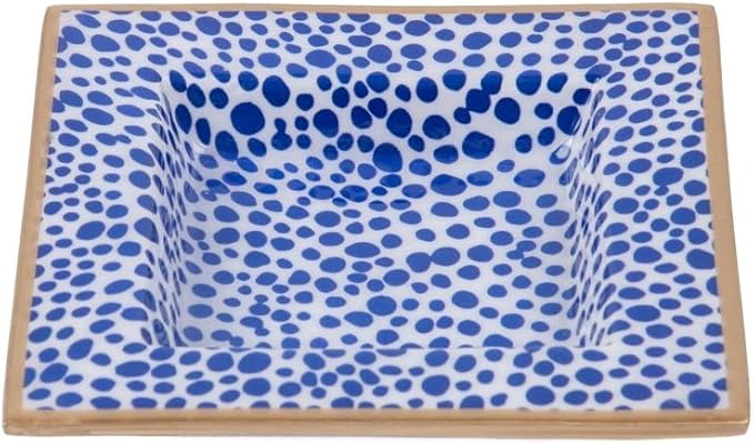 Jaye's Studio Shagreen Blue Enameled Square Decorative Trinket Tray, Catch All Tray, Jewelry Tray for Vanity, Bathroom, Bedside Home Office