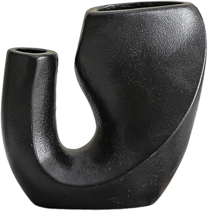 Nordic Style Ceramic Vase Set, Luxury Artistic Flower Arrangement for TV Cabinet and Entryway, Modern Minimalist Home Decor Accents(Type B Black)