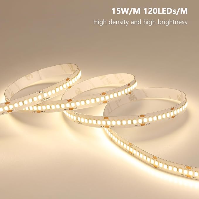 24V LED Strip Light Kit 65.6ft (2 Rolls of 32.8ft), 4000K Natural White Cuttable LED Tape Lights, SMD 2835 300W with Power Supply for Bedroom, Commercial, Kitchen, Living Room Ceiling