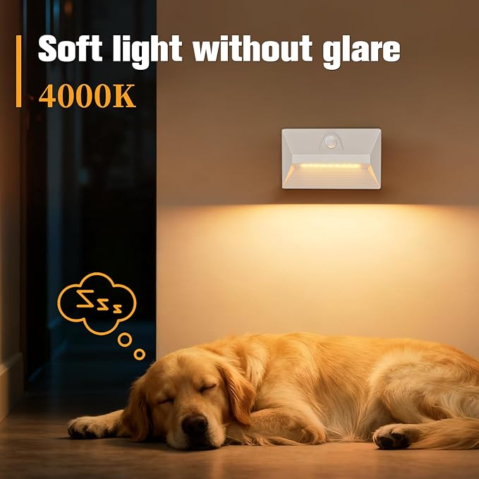 VOLISUN Motion Sensor Stair Light Rechargeable 2 Pack, Night Lights 3 Modes & 3 Color Temperatures, Magnetic Rechargeable Stick-On Lights for Stairs, Hallway, Cabinet(White)
