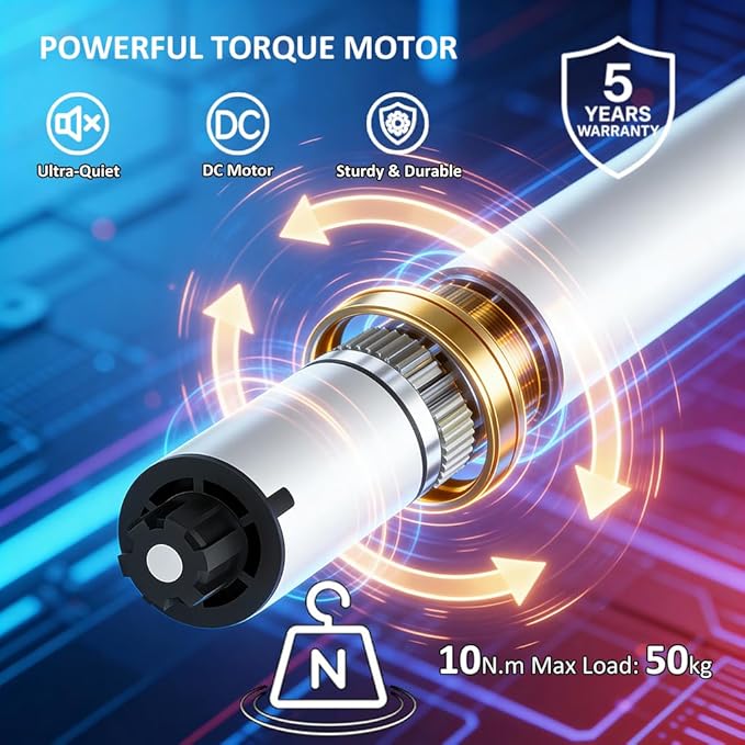 Tubular Motor Compatible with KNX System, Motorized Roller Shades, Electric Blind Motor Kit, Remote Control, Quiet, 5-Year Warranty, Zebra Blind Replacement Kit (Φ40mm (1.57") Octagonal Tube)