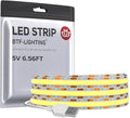 BTF-LIGHTING FCOB USB Powered Cool White 6000K COB LED Strip Lights 6.56FT 640LEDs 5V 8mm Width 90+ High CRI Ultra Bright Flexible Light for 3D Printer TV Backlight Display Cabinet PC DIY Decor