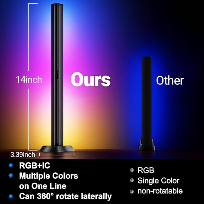 DAYBETTER Gaming Light Bars, Smart LED Light Bars with Music and Scene Modes, RGB+ICW Light Bars with Multiple Placement Options, Color Changing Light Bar for Gaming Monitor, TV, Desk, Room Decor