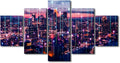 Canvas Wall Art for Home Decoration Abstract Point City Landscape Poster 5 Panel Hologram Aerial Poster Native Americans Living Room Bedroom Decorate Frame and Stretched Ready to Hang 60x32 Inch