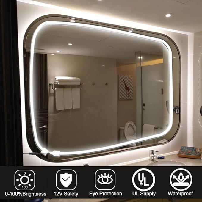 LED Vanity Lights for Mirror, Dimmable Hollywood Style Makeup LED White Light, 16.4FT DIY Flexible Strip Lights for Bathroom Mirror, IP65 Waterproof, 6000K (Mirror NOT Included)