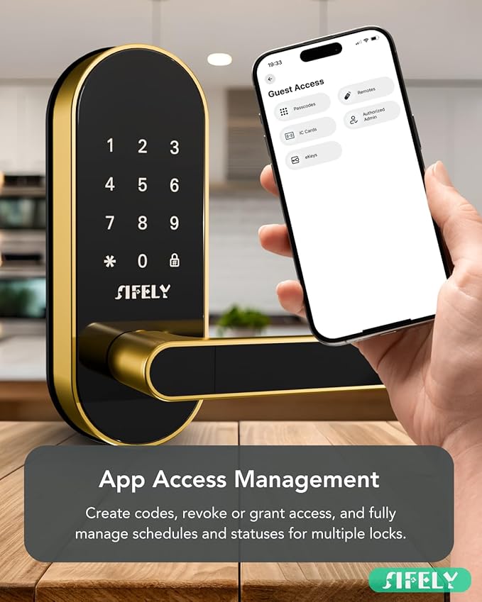 Keyless Entry Keypad Smart Door Lock with Handle & Knob – Digital Deadbolt for Front, Bedroom, Office & Interior Doors, App Control for Airbnb, Guests & Kids, Easy DIY Install (No Fingerprint)