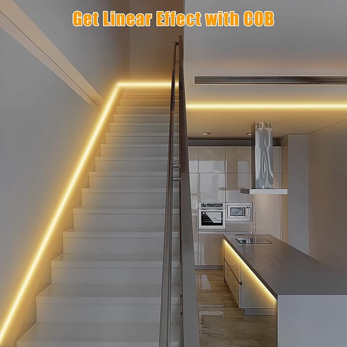 16.4ft Tunable White Smart COB Led Strip Light Kit, CCT 2700K-6500K Bright COB Led Tape Light Compatible with Alexa and Google, Dimmable Indoor COB Led Ribbon for Kitchen Cabinet, Room, TV