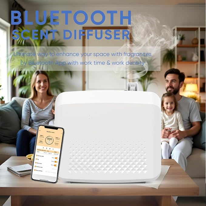 Scent Machine Bluetooth App for 5,500 Sq.ft Larger Rooms & HVAC System, Waterlss Cold-Air Scent Diffuser for Home, Hotels, Oil Diffuser with Lasting-Long Scent
