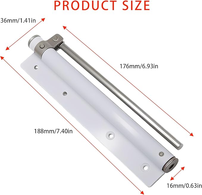 Automatic Door Closer, Adjustable Speed Self-Closing Door Latch for Home & Commercial Use, 150-Degree Opening Angle, Stainless Steel with Screws, Wrench, Force Arm