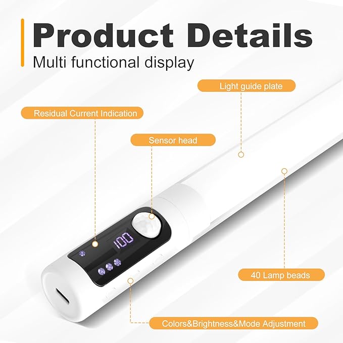 Under Cabinet Lighting,15.2" 2Pack Sensor Light Indoor with Battery Level Display Function,Closet Light can be Disassembled for Handheld use,wireless under cabinet lights fo Wardrobe,Bedroom, Kitchen