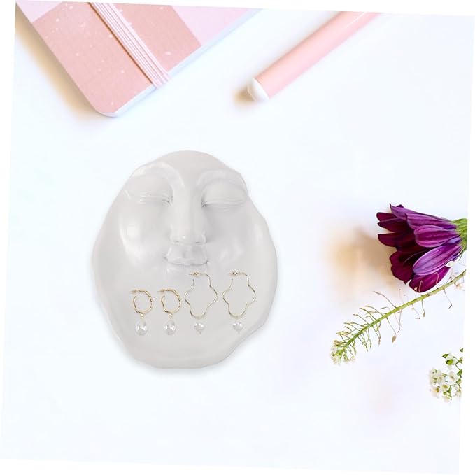 Elegant Artistic Face Resin Tray for Jewelry Storage and Candle Holder White Minimalist Decorative Organizer for Clean Girl Decor Apartment and Bathroom Accent