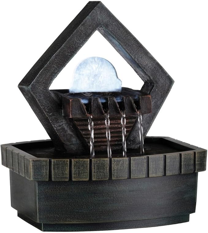 Kaimei Indoor Zen Fountain with LED Lights - 9.5 Inch Meditation Decor