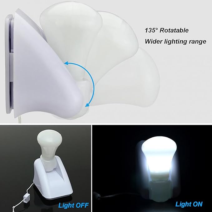2 Pack Battery Operated Light Bulb, Stick-Up Wireless LED Closet Light Bulb, Battery Powered Self Adhesive Wall Mounted Light Fixture with Pull Chain for Cabinet Bedroom Living Room Kitchen