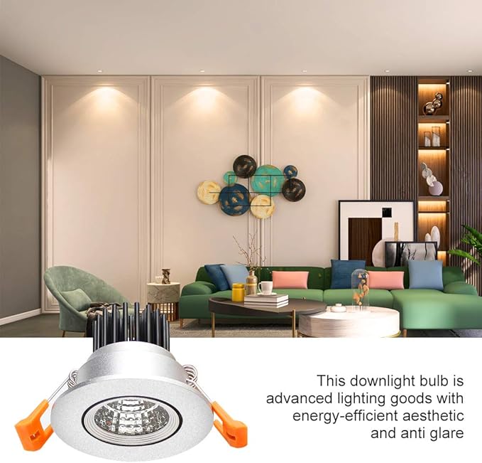 LightingWill 2inch LED Dimmable Downlight, 3W COB Recessed Ceiling Light, Warm White 3000K-3500K, CRI80, 25W Halogen Bulbs Equivalent, Silver(10 Pack)