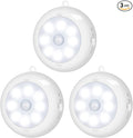 Alivation Motion Sensor Light Indoor, LED Closet Lights Battery Operated, Motion Sensor Night Light Under Cabinet Lighting, 3 AA Battery Powered Lights, Puck Lights for Wall, Stair, Dimmable (3 Pack)