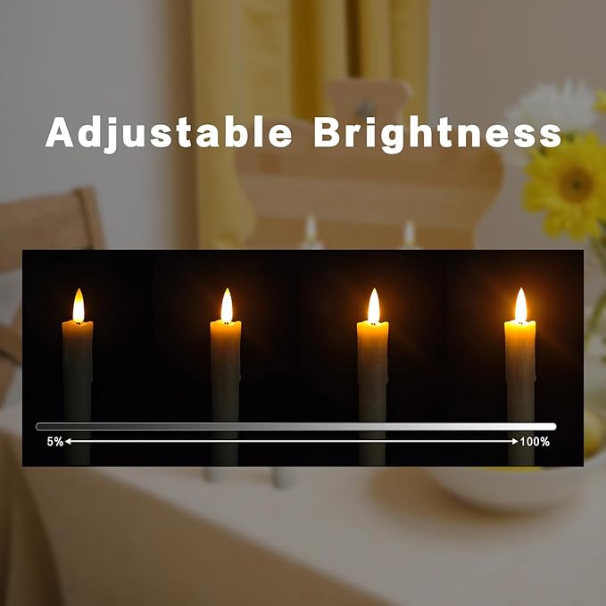 6.7 Inch Flameless Taper Candles with Remote, Short Taper Candles Battery Operated with Flickering 3D Flame, Led Candle Sticks Safe for Windowsill Wedding Home Christmas Decor, Ivory, Set of 6