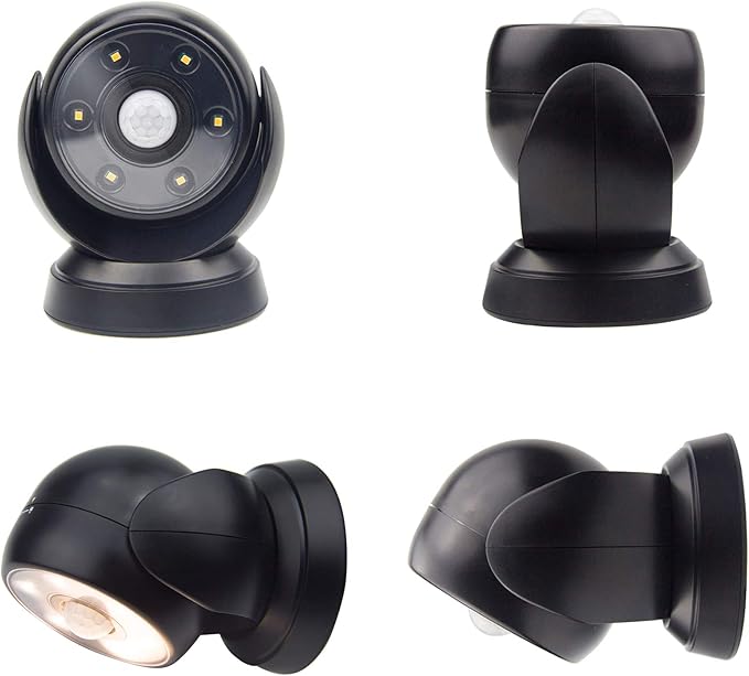 HONWELL Battery Operated Motion Sensor Light Outdoor Wireless Spotlight Waterproof Motion Detector Security Flood Light, Light Sensor Auto On Off for Outside Stair Shower Wall Corner Shed-1Piece