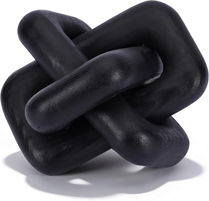 Wooden Knot Decoration Bohemian Decoration Hand-Carved Knot Black Coffee Table Decoration Suitable for Modern Home Bedroom Living Room Farmhouse Dining Table Minimalist Decoration (Black)
