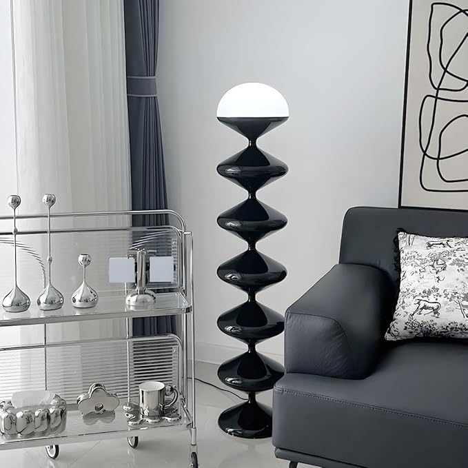 CraftThink Modern Floor Lamp, 47-Inch Height Corner Lamp with Acrylic Bowl Shade, Tall Lamp Standing Lamp with Foot Switch for Bedroom Reading Living Room, Bulb Included (White, Warm Light)