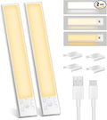 Under Cabinet Lights 2 Pack 8 inch Rechargeable Battery Operated Motion Sensor Light Indoor USB Charging Closet Lights Battery Operated with 3 Color Temps for Kitchen, Stairs, Home