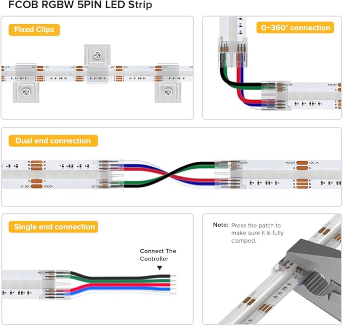 BTF-LIGHTING FCOB COB LED Strip RGBW 6500K 896LED/m 9.8FT DC12V Color Changing Flexible High Density Uniform Light 12mm Width for Home Indoor Decoration(No Adapter or Controller)
