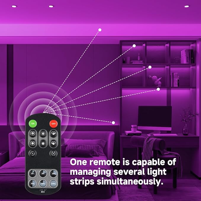 BTF-LIGHTING COB LED Strip Light 12V 16.4FT UL Listed, Purple Color Dimmable High Density Flexible Tape Light with RF Remote & ETL Power Adapter, Ultra Bright for Bedroom Kitchen Home Indoor Lighting