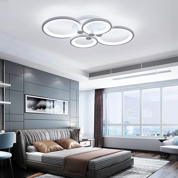 Ganeed Dimmable Modern Ceiling Light,Metal Acrylic LED Flush Mount Ceiling Light Fixtures,56W LED Chandelier Light Fixture for Living Room Kitchen Bedroom Dinner Room,3000-6500K