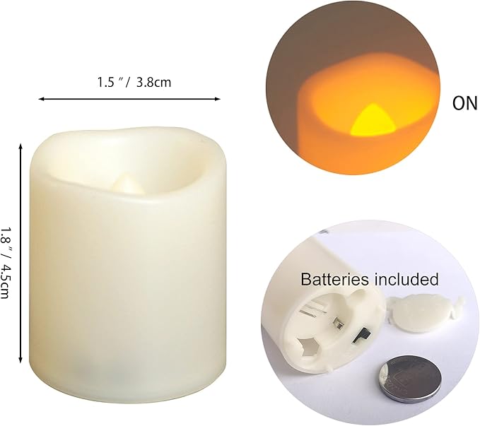 CANDLE CHOICE Battery Operated Flameless Votive Candles with Timer, Small Timing LED Candle Lights with Automatic Built-in Daily Cycle Timer, 6-Hour on 18-Hour Off, Pack of 6, Batteries Included