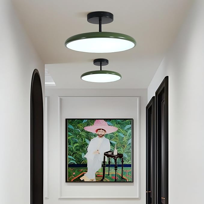 KCO Lighting Vintage Green Flush Mount Ceiling Light Black Semi Flush Mount Ceiling Light Mid Century Modern Entryway Ceiling Lamp LED Hallway Ceiling Lights Fixtures