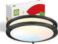 ASD LED 12" Round Flush Mount Lighting, Close to Ceiling Light Fixture | 3CCT, Dimmable, Energy Star, ETL Listed | 20W 1532LM 3000-5000K 120V | Low Profile Double Ring Lamp | Black