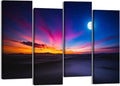 Canvas Wall Art Prints Pictures Moon sky Framed Posters Modern Wall Painting Artwork Gift Home Decor for Living Room Ready to Hang 4 Panel