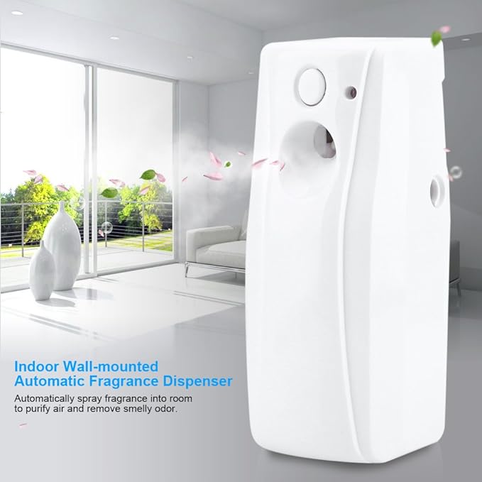 Home Wall Mounted Automatic Sprayer Indoor Automatic Air Freshener with Light Sensor Fragrance Aerosol Sprayer Programmable 7.5/15/ Timer