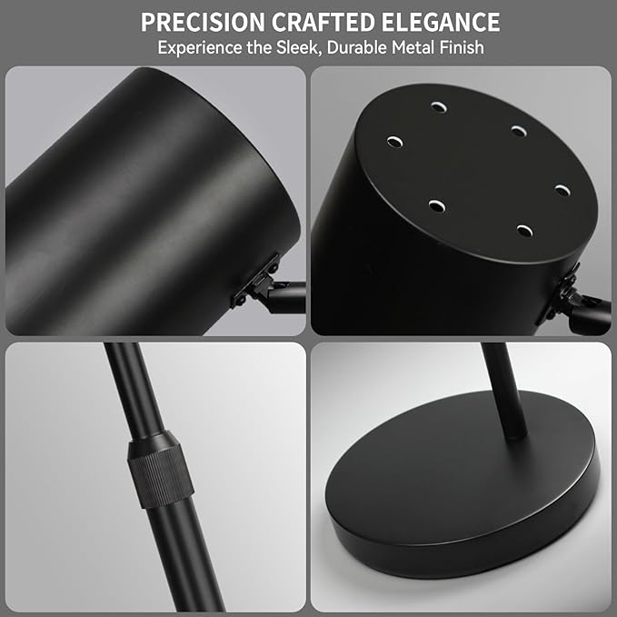 Arc Black Floor Lamp for Living Room with Timer, Stepless Dimmable&Height Adjustable Modern Reading Standing Lamps for Living Room,Reading Room,Office,LED Bulb Included (Black-DM)