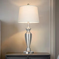 30" Tall Silver Table Lamp for Living Room, 3-Way Dimmable Touch Control Bedside Lamp for Bedroom Nightstand with USB A+C Ports & AC Outlet (1 Pack)