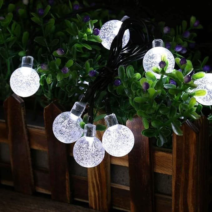 Toodour Solar String Lights Outdoor, 36ft 60 LED Globe String Light with 8 Mode, Waterproof Crystall Ball Lights Solar Patio Lights for Garden, Lawn, Patio, Gazebo, Yard, Outdoor Decor - Cool White