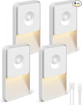 Rechargeable Motion Sensor Night Lights for Stairs, Magnetic Stair Lights Indoor, Warm Dimmable Night Light for Hallway,Bathroom,Bedroom,Closet(4 Pack)