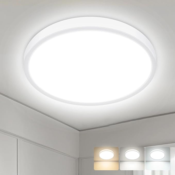 1PACK Flush Mount LED Ceiling Light Fixture White, 20Inch 46Watt, Dimmable & 3000K-4500K-6000K 3 Color Selectable Ceiling Lamp 4600LM Low Profile Ceiling Light for Kitchen Bedroom Hallway Porch