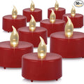 Flameless Tea Lights Candles 50 Pack LED Battery Operated Electric Votive Fake Candles Realistic Flickering and 200+ Hours Long Lasting Bright for Celebrations Festivals (Red)