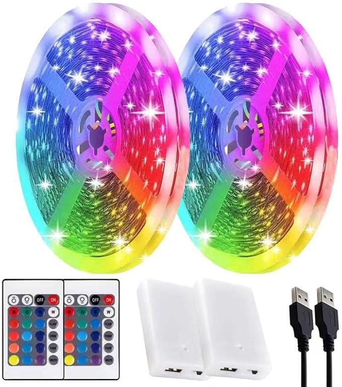 LED Strip Lights Battery Powered,13.2FT Led Lights USB Powered for TV,5050 Multi-Color Changing Led Lights for Bedroom,Home Decoration,Party,Camping (4m)