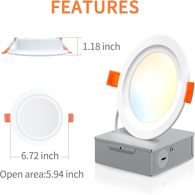 Smart LED Recessed Lighting 6 Inch, IC Rated & ETL Certified Recessed Ceiling Light, RGB & Cool & Warm White Dimmable Color Changing Downlight Work with Alexa/Google, Sync to Music, 1200Lumen,6 Pack