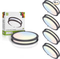 ASD LED 14" Round Flush Mount Lighting, Close to Ceiling Light Fixture | 3CCT, Dimmable, Energy Star, ETL Listed | 21W 1675LM 3000-5000K 120V | Low Profile Double Ring Lamp | Black, 4 Pack