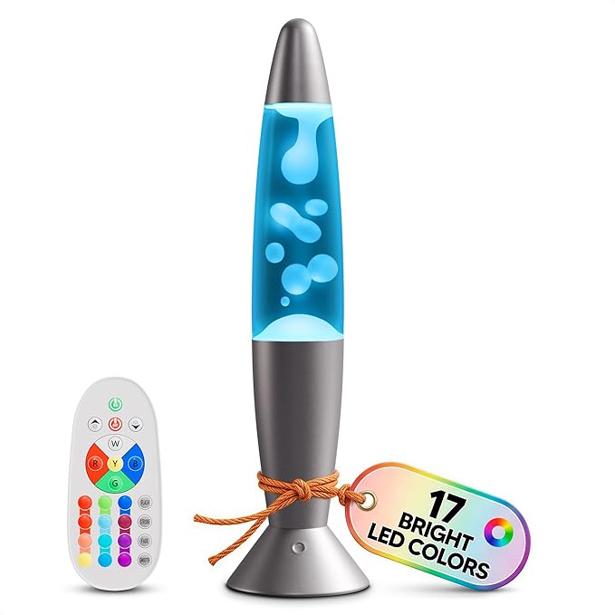13.5" LED Liquid Motion Lamp with Remote Control – 17 Color Changing Decorative Mood Light for Bedroom, Living Room or Office – Christmas Retro Sensory Lamp with 4 Modes for Relaxing Ambient Lighting