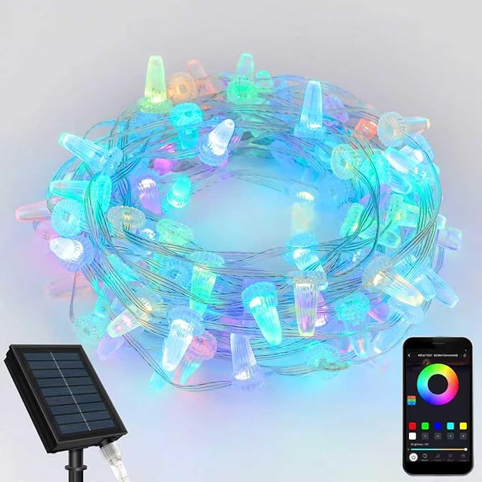 Smart Christmas Lights Outdoor, USB 38-FT Waterproof LED String Lights Supports APP/Timer/Music/Remote Control, Waterfall Lights for Patios, Parties, Wedding, Easter Decorations