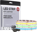 BTF-LIGHTING FCOB COB RGB LED Strip Light, UL Listed, 840LEDs/m High Density Flexible Color Changing Light, DC24V 9.8FT 10mm Width for Bedroom Cabinet Home Indoor Decor(No Adapter or Controller)