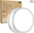 2PACK LED Flush Mount Ceiling Light - 3CCT Selectable 3000K-4000K-6500K & 100W Equivalent Modern Kitchen Recessed Ceiling Lamp 24W 3200Lm 12 Inch for Bathroom Closet Laundry Bedroom Hallway, White