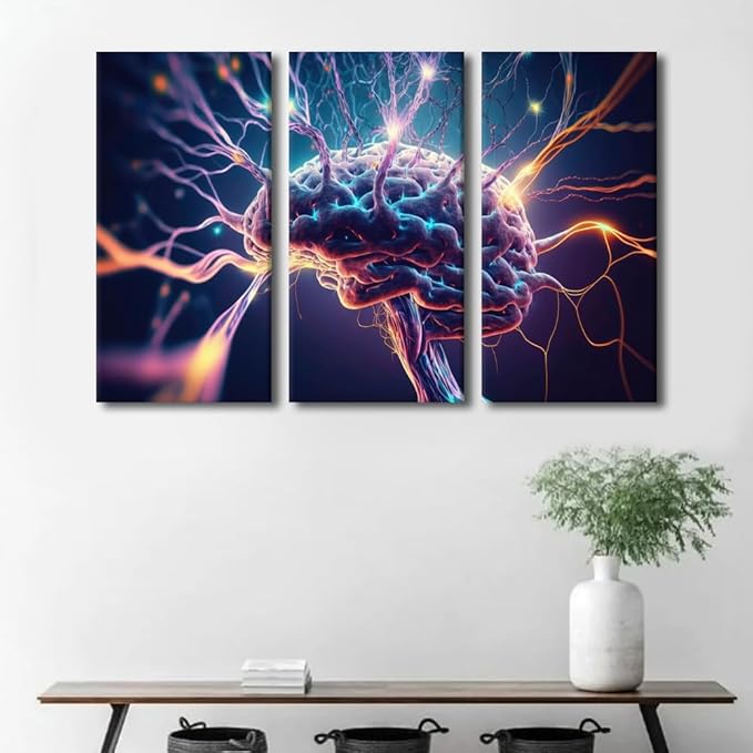 Large Canvas Wall Art Future Technology Picture Posters for Home Wall Decor, AI Pictures Print On Canvas Wall Art for Bedroom Office Wall Decorations Wooden Framed and Stretched, 60" Wx40 H